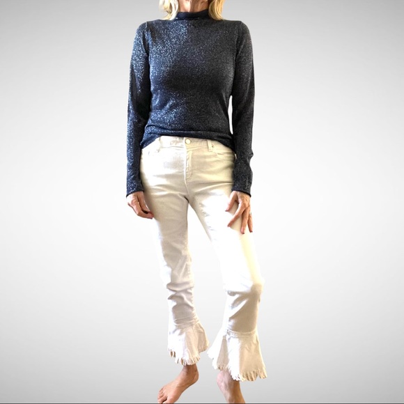 525 America Lightweight Blue Sparkly Turtleneck S - Picture 2 of 5